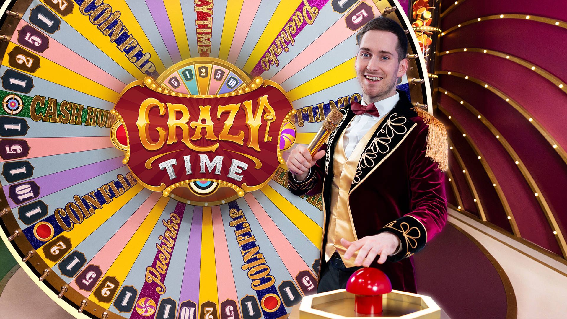 Crupier profesional de Crazy Time casino en vivo